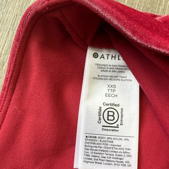 Athleta Women’s XXS Velvet Pinkish Red High-Waisted Leggings - Picture 7 of 7